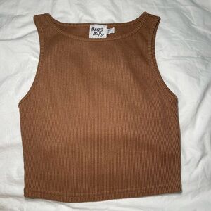 Princess Polly Brown Ribbed Crop Top